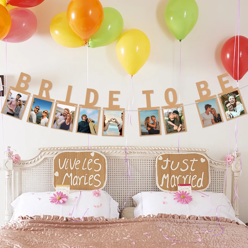 1pc Braut zu sein Foto Banner Bachelorette Henne Party Girlande Flaggen für Hochzeit Braut dusche Verlobung feier hängen Dekoration – Detail 5