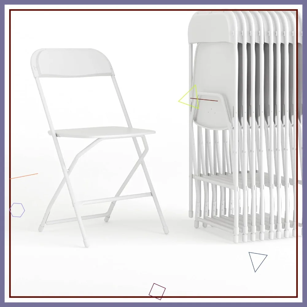 

Набор из 10 прочных пластиковых складных стульев, коммерческие, для использования в помещении и на улице, с грузоподъемностью до 650 фунтов, белые