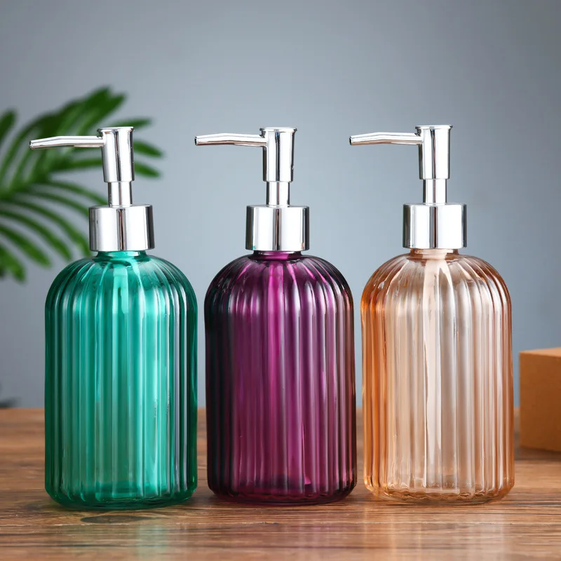 400ml lotion press bottle shampoo shower gel hand soap dispensing glass empty bottle cosmetic replacement bottle colorful