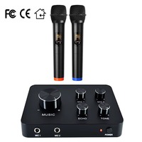 OEM Black Uhf Dual Channel Handheld Long Range Wireless Microphone Karaoke Mixer Home Theater Karaoke System
