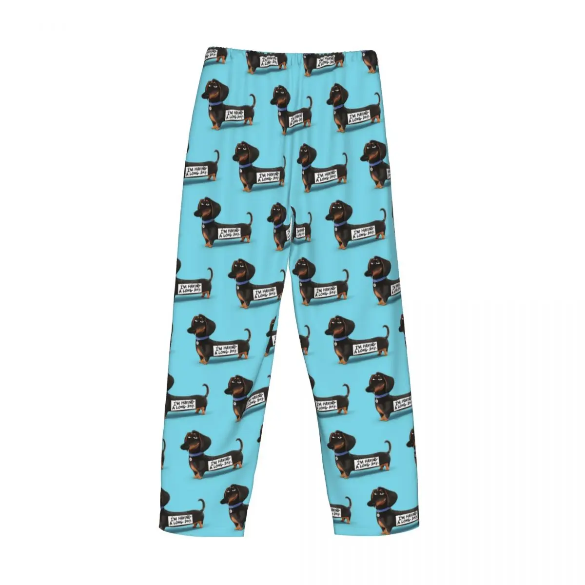 Custom Printed Men\'s Dachshund Dog Funny Pupy Pajama Pants Wiener Badger Sausage Dog Sleepwear Sleep Lounge Bottoms with Pockets