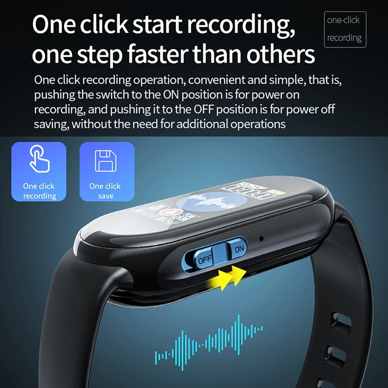 8GB-64GB Voice Activated Audio Recorder Watch AGC Sound Noise Reduce Dictaphone Pendant Recorders Back Clip Espia Mp3 Player