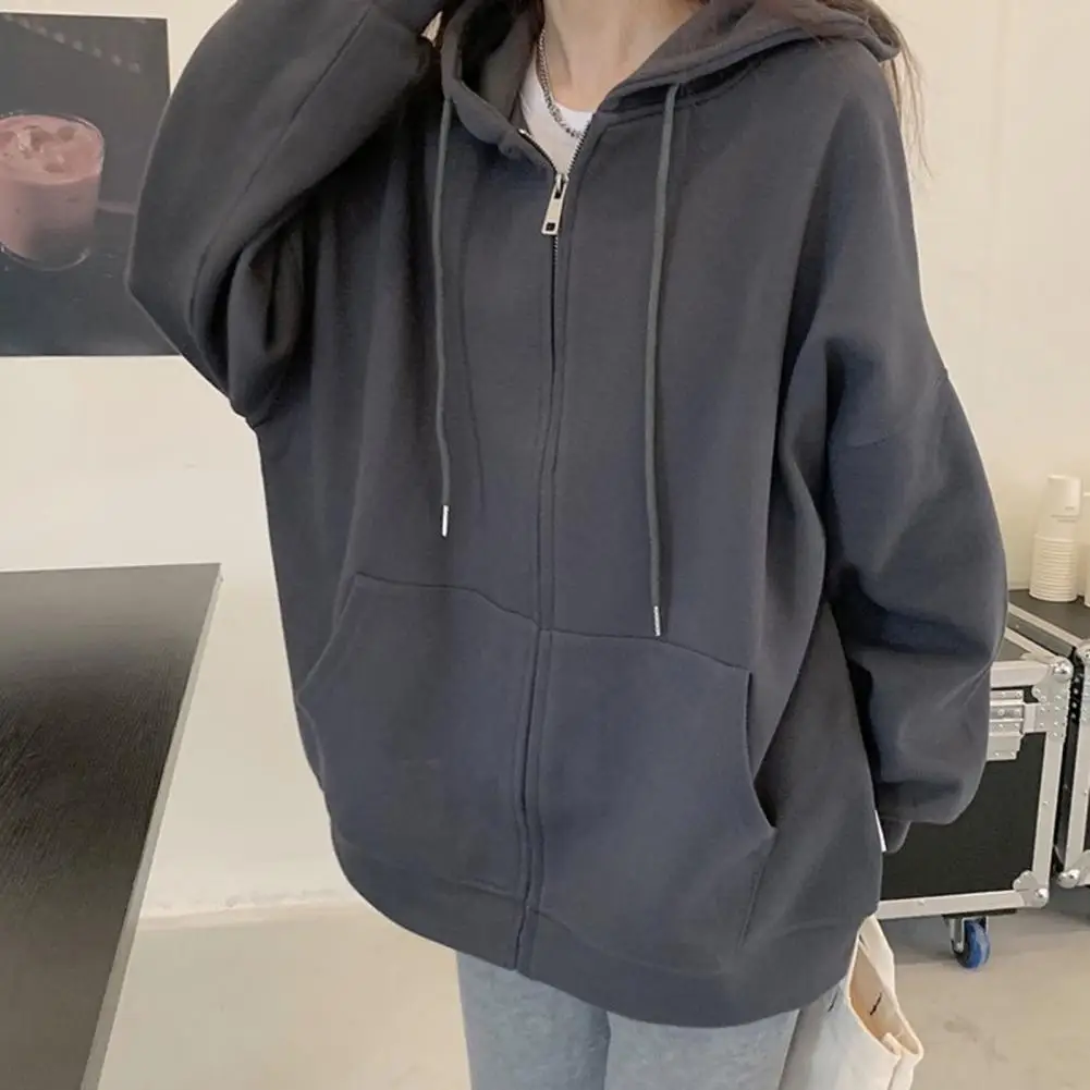 2026 New Women's Oversized Hoodies Full Zip Up Long Sleeve Sweatshirt with Pockets Casual Drawstring Jackets Fall Outwear