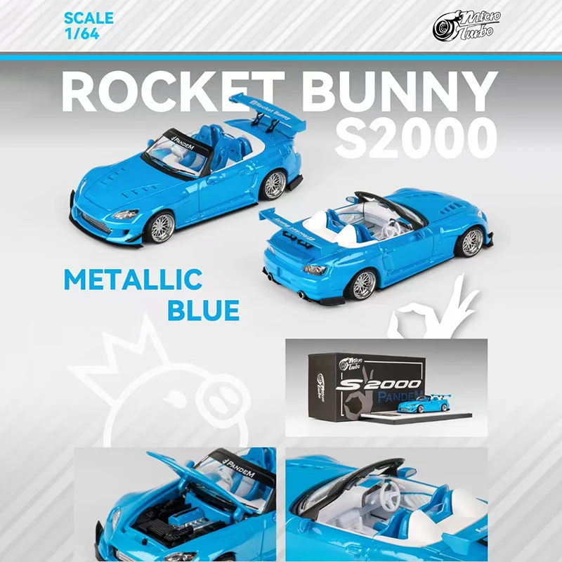 PreSale MT 1:64 Pandem S2000 S2K Metallic Blue Diecast Diorama Car Model Toys MicroTurbo