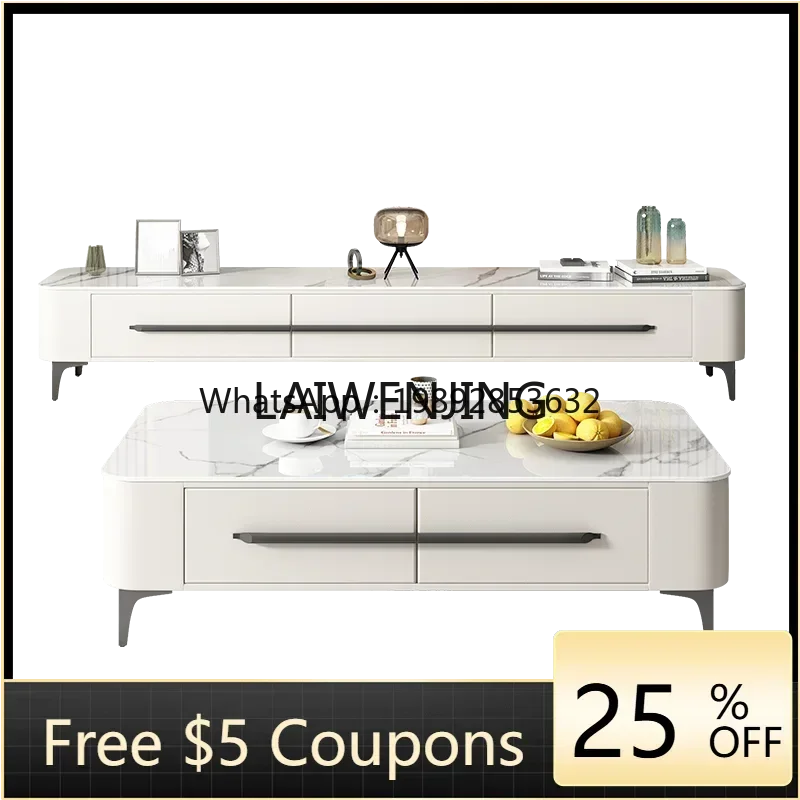 

square high-footed coffee table simple small apartment living room rock slab coffee table TV cabinet