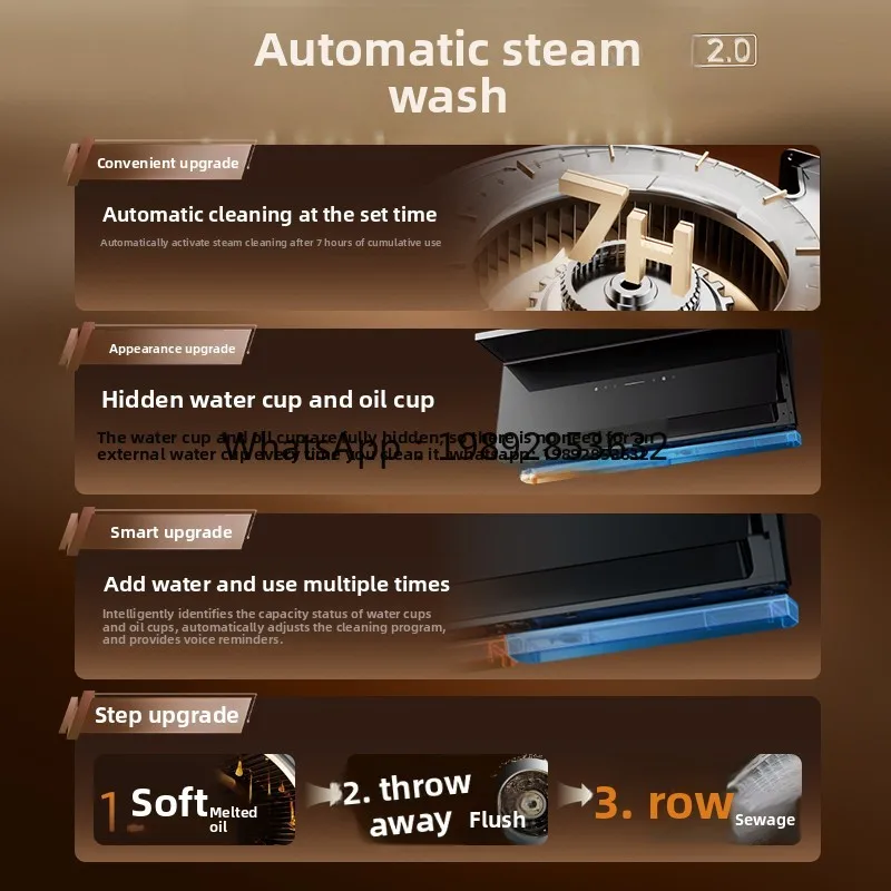 A1 Range Hood for Home Kitchen, Top and Side Ultra-Thin, High Suction, Steam Cleaning 2.0