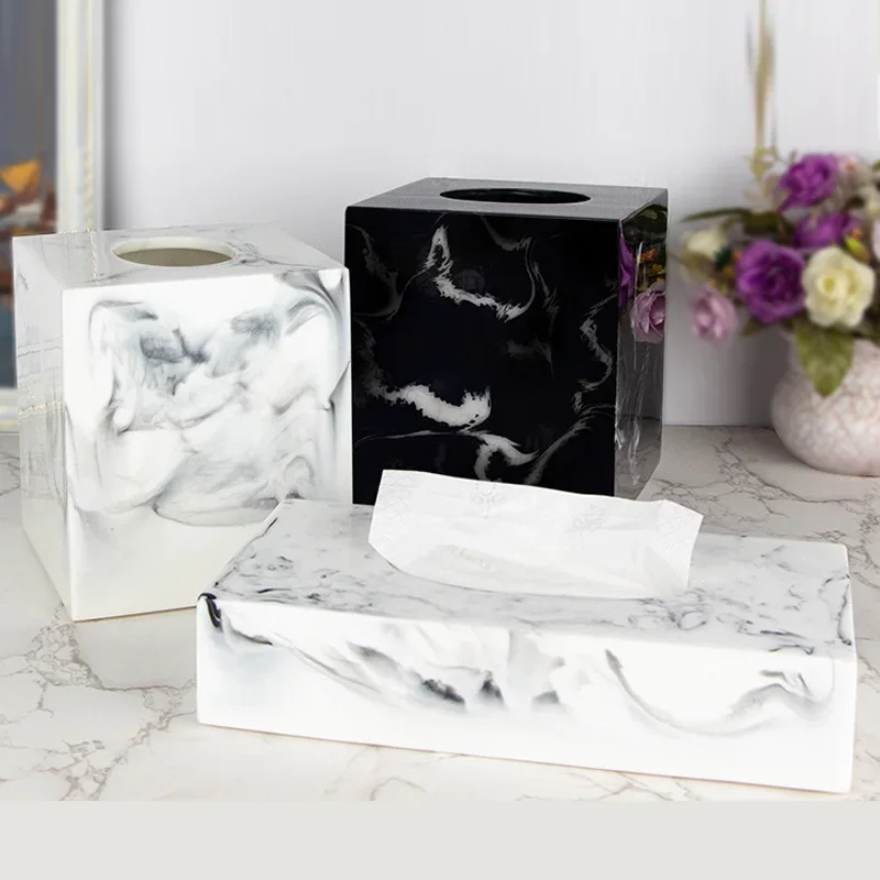 Texture Resin Tissue Box Creative Decoration Home Living Room Bathroom Accessories Supplies Dining Table Paper Box