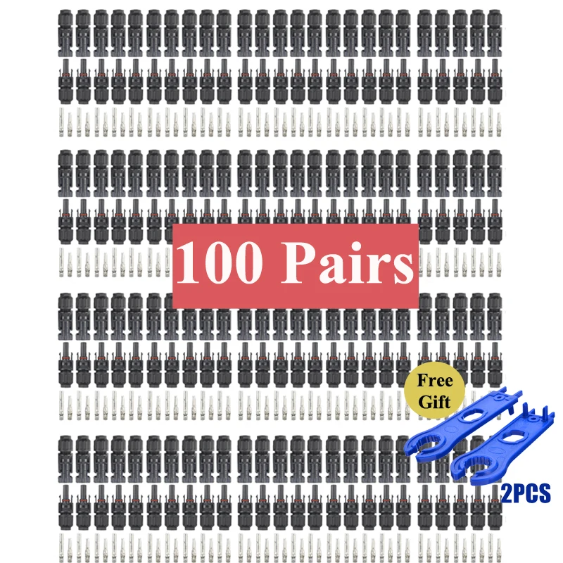 5/10/20/30/50/100 Pairs DC Solar Connector 1000V30A Kit for PV/MC Cable 2.5/4/6mm2 Free gift 2Pcs Spanner