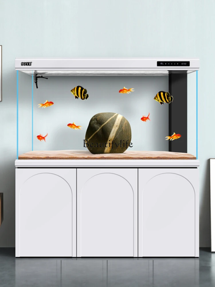 Super White Large Partition Floor Bottom Filter Smart Screen Ecological Household Aquarium