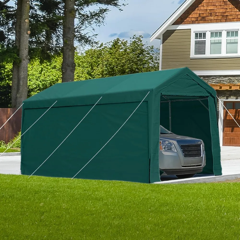 12x20 ft Canopy Garage Heavy Duty Carport Car Boat Shelter Party Tent, Adjustable Peak Height from 9.5ft to 11ft, with Removable