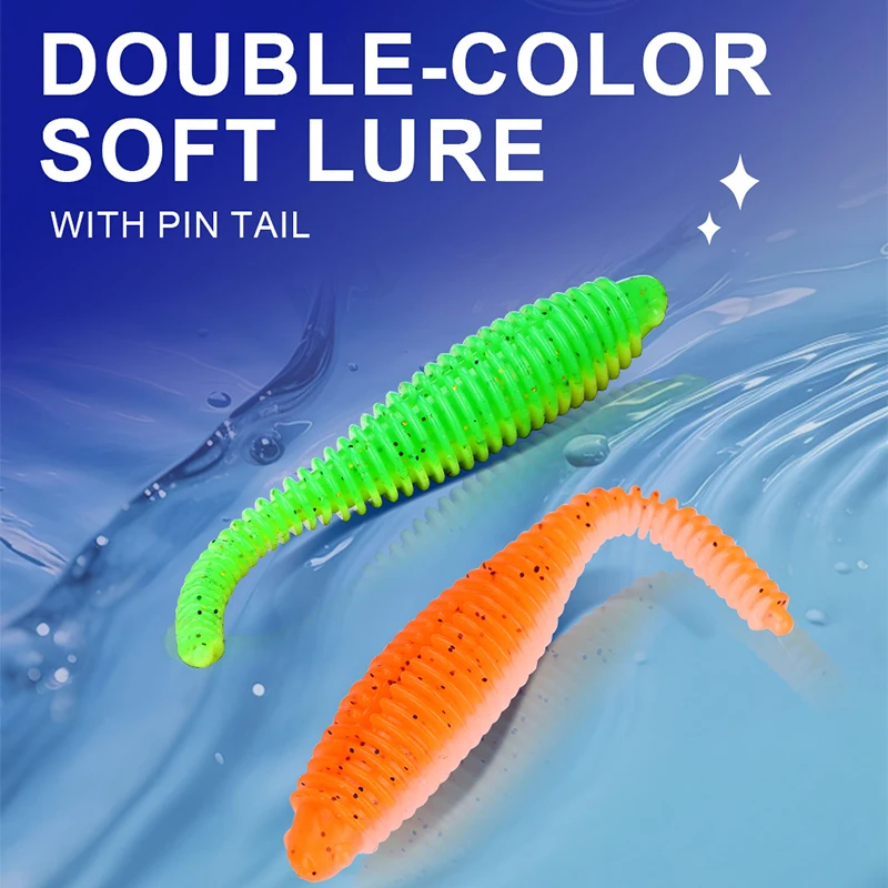 WEIHE 5 Stück 7,6 cm 3,6 g Zweifarbiger Nadelschwanzfaden weicher Fisch PVC Luya weicher Köder