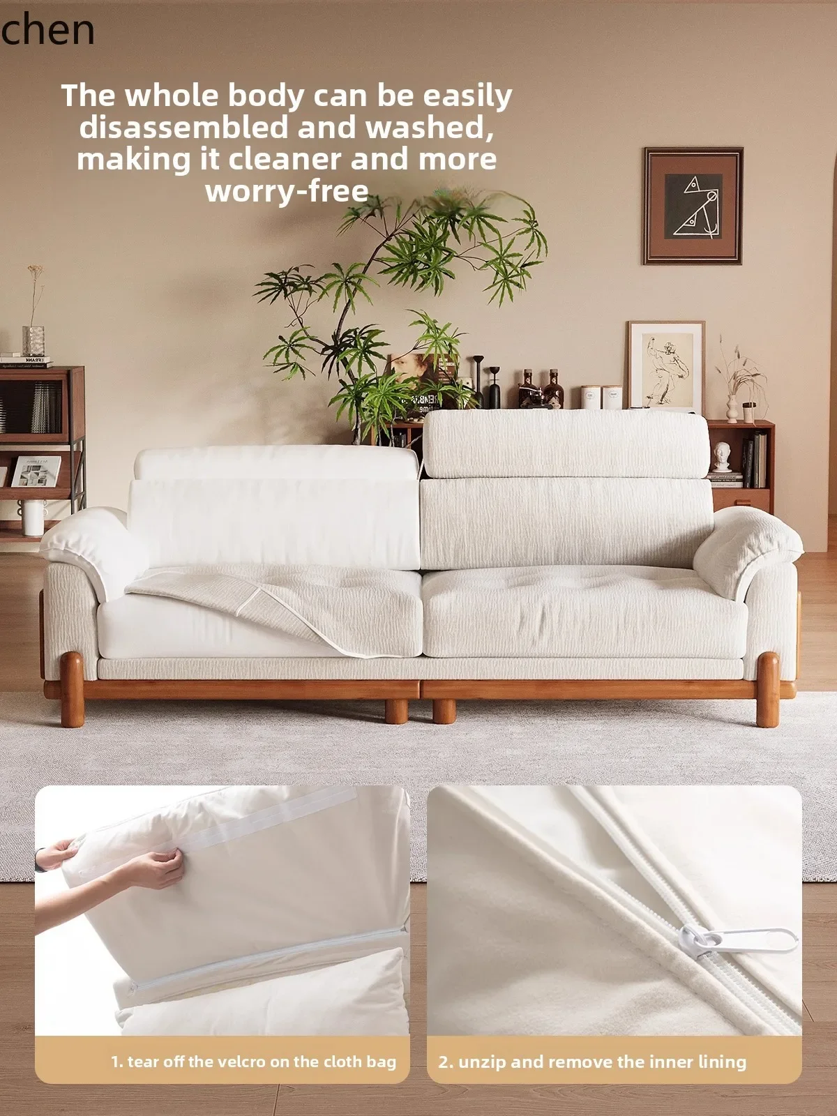 

HYS Retro Style Fabric Sofa for Home Use, New Double Chenille Sofa for Living Room, Removable and Washable Straight Row Sofa