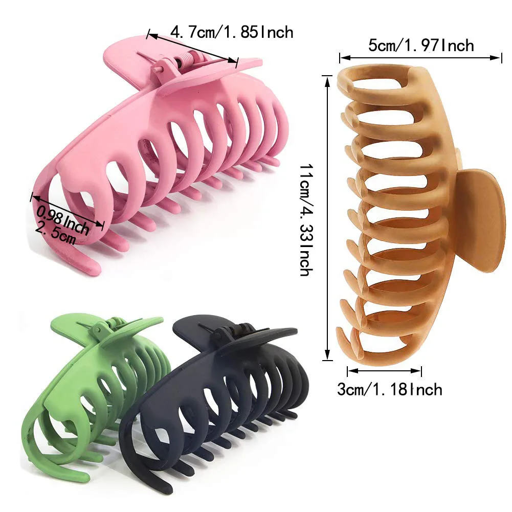 4PCS Acrylic Solid Color Hair Claws for Women Girls Summer Nonslip Large Hair Crab Clip Barrette Headwear Hair Accessories