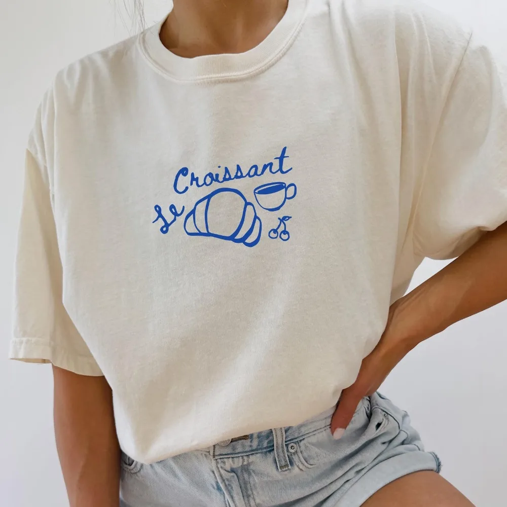 Croissant Shirt Pastry Tops Sunday Morning Breakfast Club Brunch Tees French Pastries Coffee Shirt