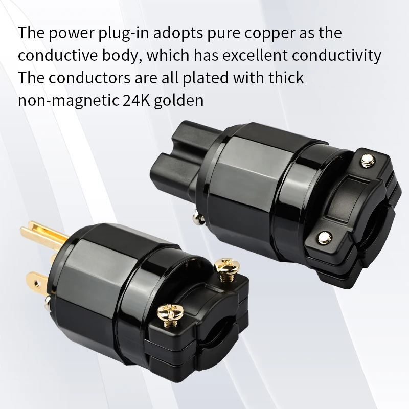 YYAUDIO FI-11M-N1 / FI-11-N1(G) قابس طاقة الصوت 24K مطلية بالذهب EUR Schuko موصل IEC لتقوم بها بنفسك قابس الطاقة الإناث لتقوم بها بنفسك كابل الطاقة