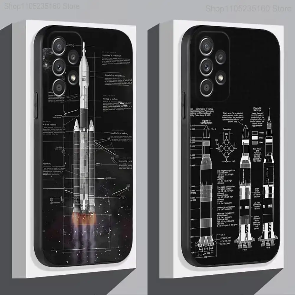 

Space Rocket Satellite Cool Phone Case For Samsung S 9,10,21,30,22,23,24,25,Ultra,Plus,Lite,FE,4,5G Black Soft Case