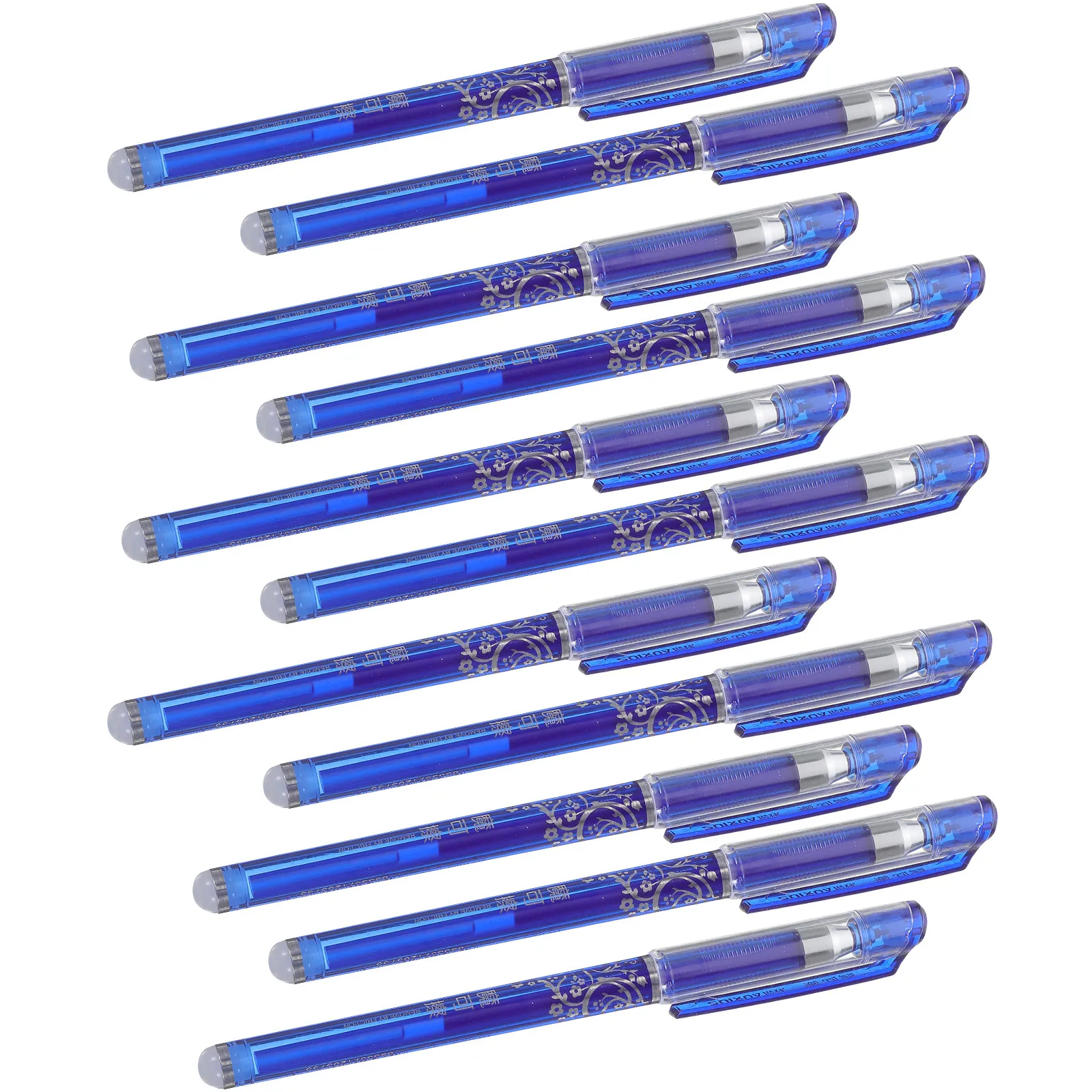 12Pcs Blue Erasable Ink Pens Fine Point 0.5mm Set Lightweight Writing Supplies Student Office Use Rewritable Blue Pen Bulk