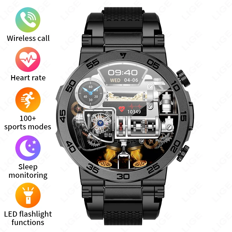 2025LED Bluetooth-oproep Smart Watch Heren Buitensporten Volledig touchscreen Gezondheidsmonitoring Waterdichte smartwatch voor IOS Android