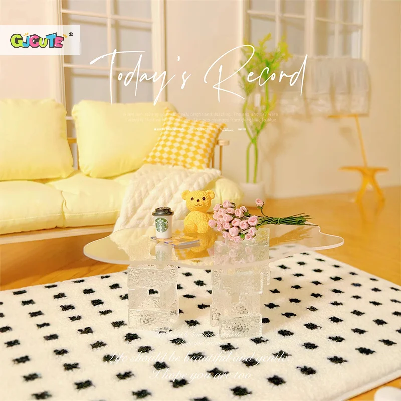 20Pcs Dollhouse Mini Clear Bricks Miniature Water Ripple Crystal Glass Wall Brick Model Doll Micro Scene Construction Props