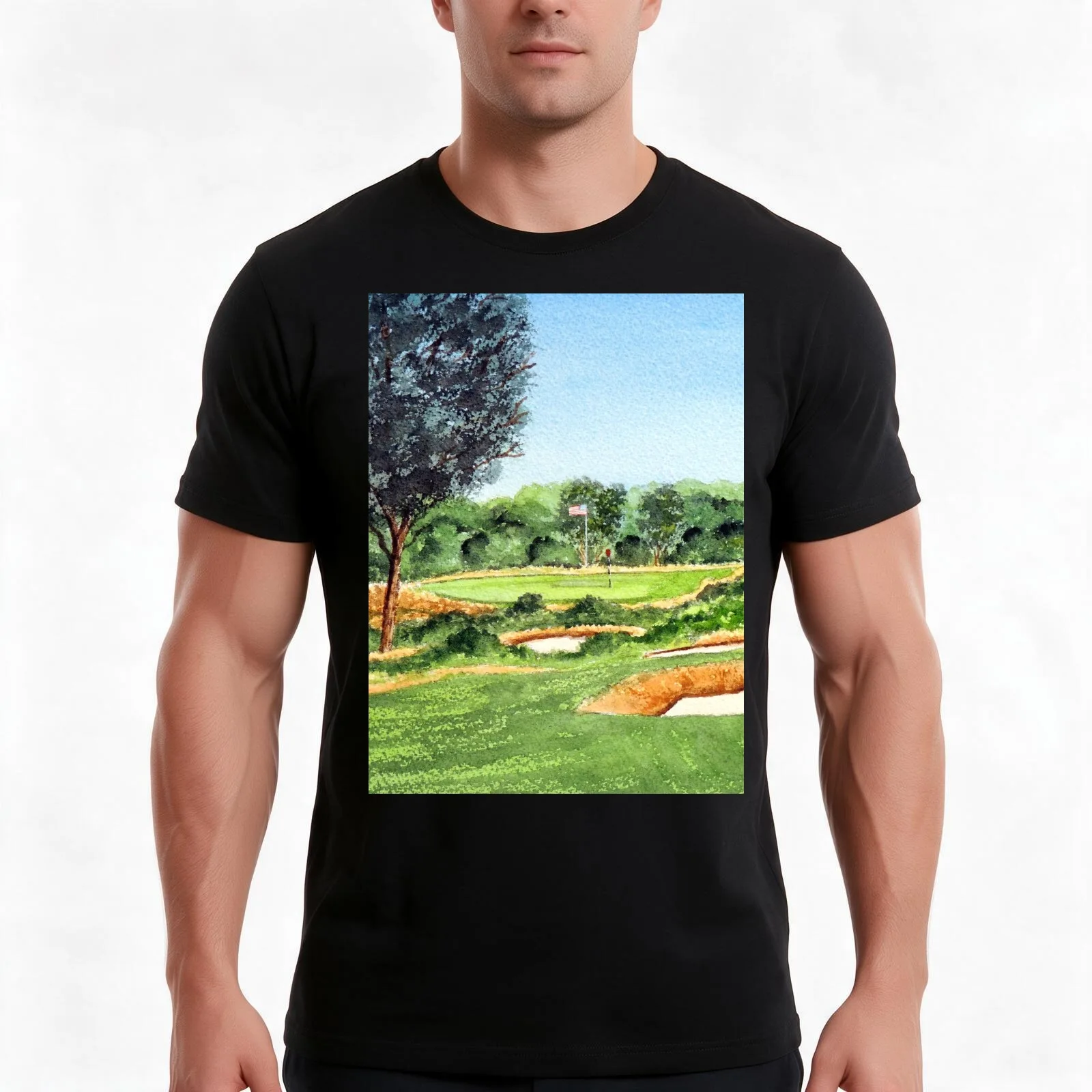 Merion Golf Course 16th Hole T-Shirt Summer Casual Cotton Tee Oversized Streetwear Tops Vintage Graphic Print 100% Cotton