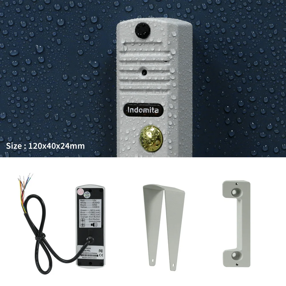 Imagem -04 - Indomita Vídeo Porta Telefone para Casa com Fio Intercom Sinal Analógico Campainha de Metal Visão Noturna Infravermelha ao ar Livre à Prova Impermeável Água Branco