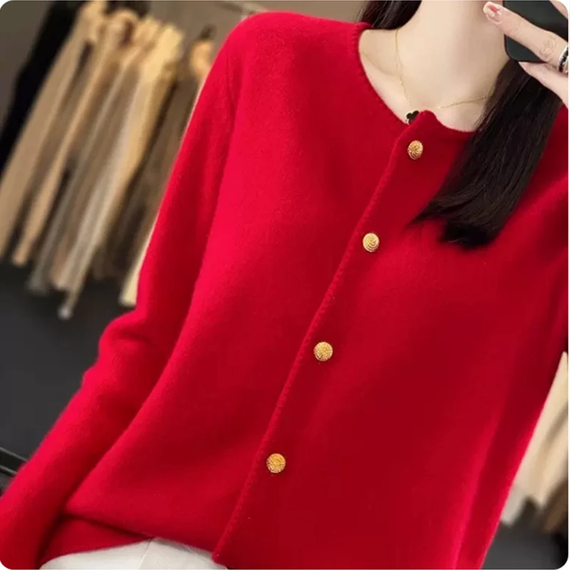 Autunno Inverno Donna Or Wool Camere Cardigan Maglione lavorato a maglia Cappotto aperto sul davanti Sle Regular Sve Lungo rotondo Ne Butto...