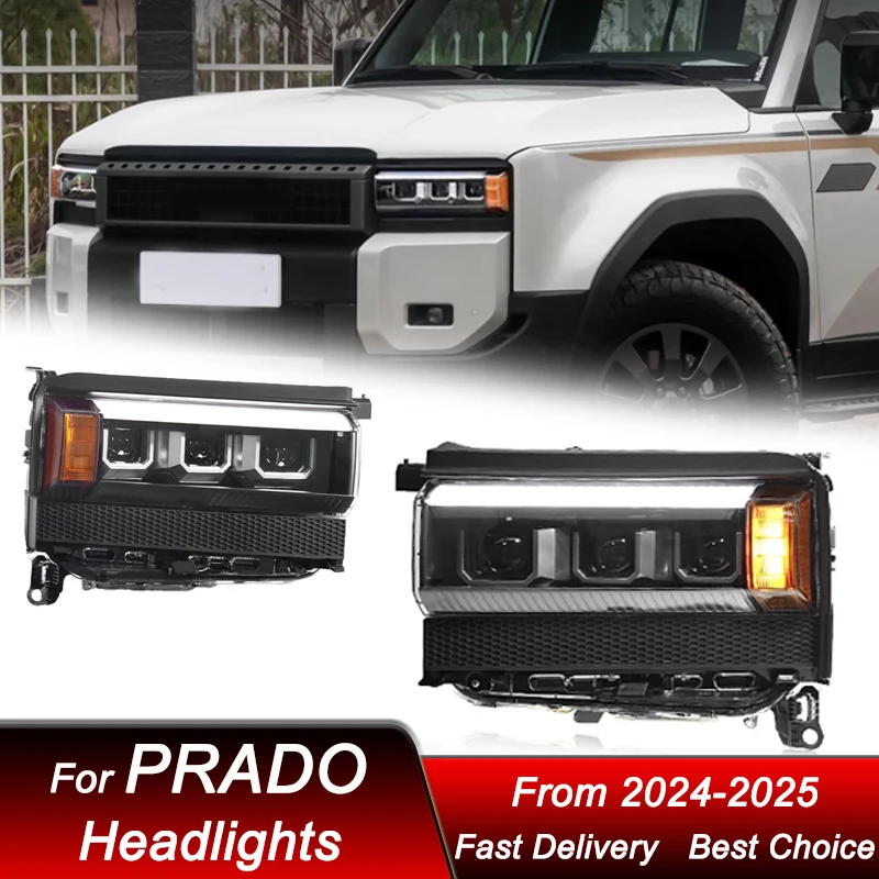 

Car Led Headlights For Toyota Prado LC250 2024-2025 LHD RHD high style Headlamp Assembly Upgrade Projector Lens Accessories