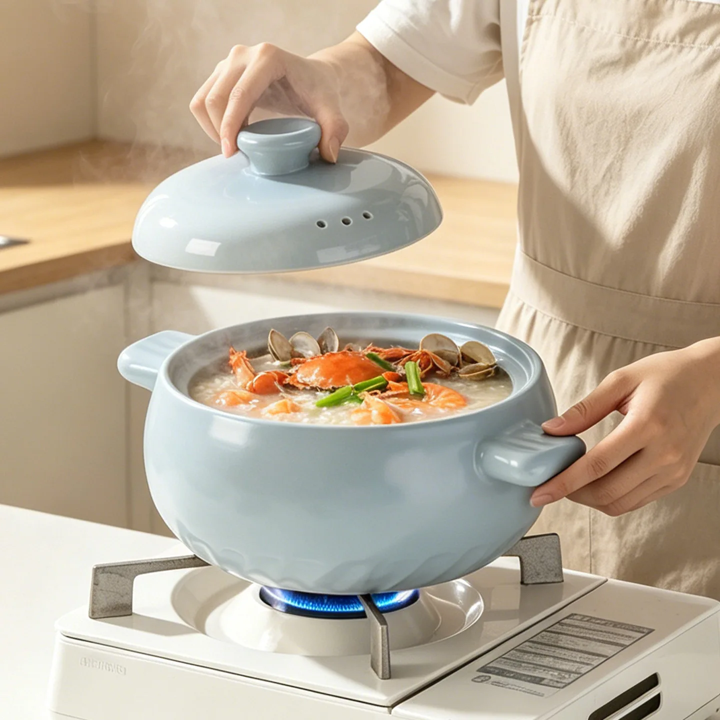 HYS ceramic casserole light blue high value household high temperature dry burning without cracking soup stew pot rice 2