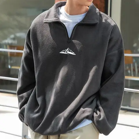 유럽 코드 가을, 겨울 새로운 오버 사이즈 하이 넥 캐주얼 남성 운동복, 간단하고 매우 느슨한 인쇄 된 남성 까마귀 탑