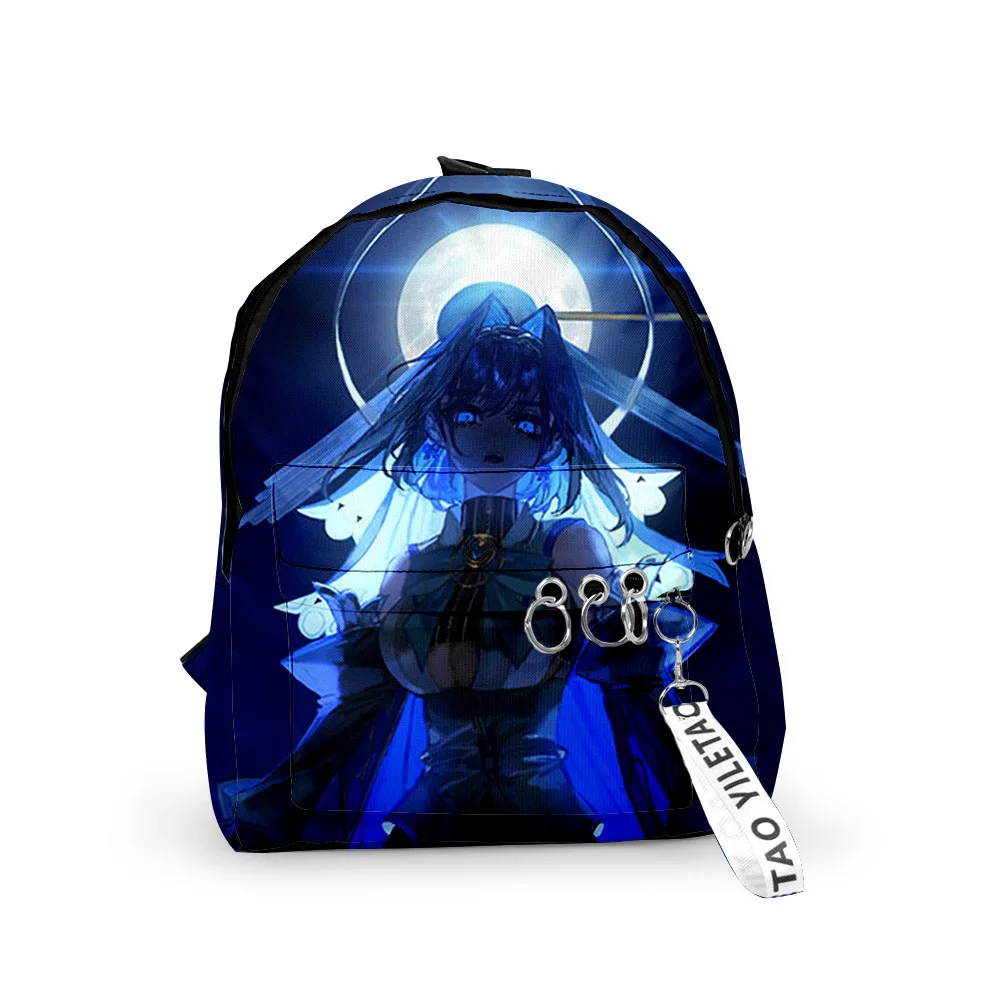 Hip Hop Popular Ouro Kronii Backpacks Boys/Girls pupil School Bags 3D Print Keychains Oxford Waterproof Cute Small Backpacks