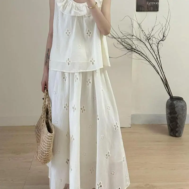 

Woman 2025 Two Piece Set Square Collar Sleeveless Vest Coat High Waist Pleated Mini Skirts Outfits Chic Korean Summer Suit