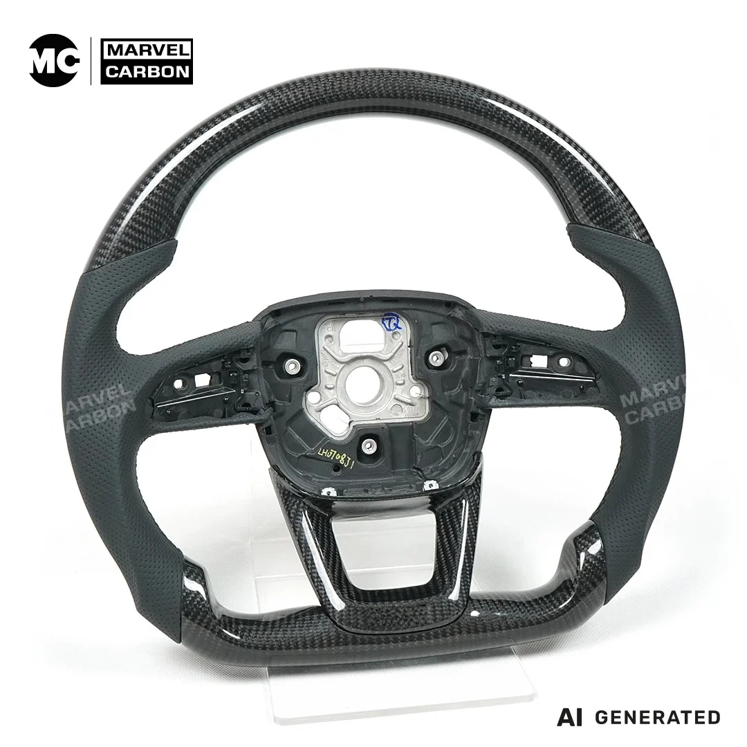 MC 100% Real Carbon Fiber Steering Whee For Audi B9 Steering Wheel Perforated Leather