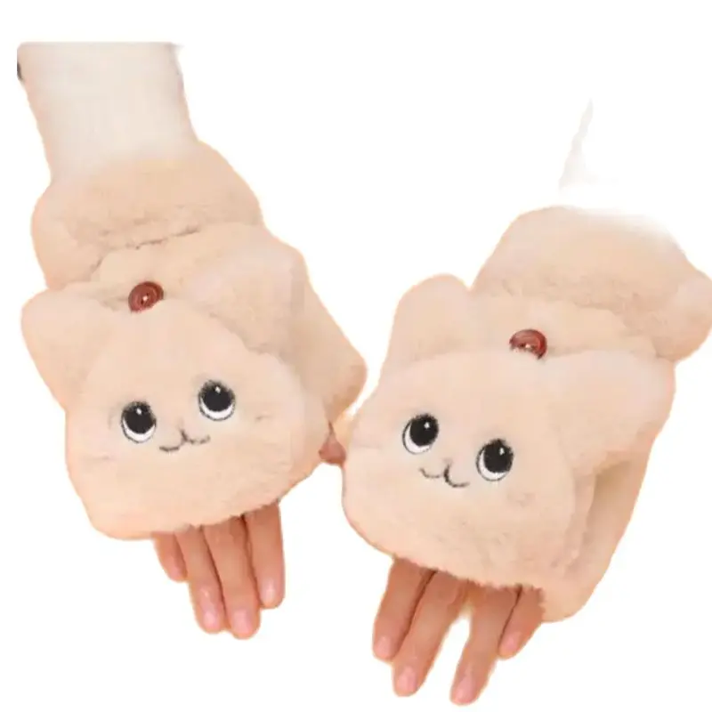 

100pairs/lot wholesale faux Fur Rabbit Mittens Plush fingerless Glove Winter Soft Warm Thick Gloves