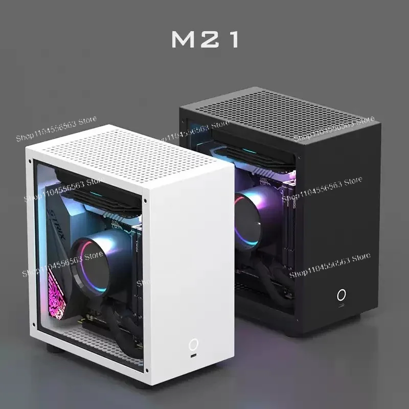 M21 / M31 Mini ITX Computer Case, Supports 120mm AIO Liquid Cooler, Low-Profile GPU and 1U Flex ATX PSU, Compact Small