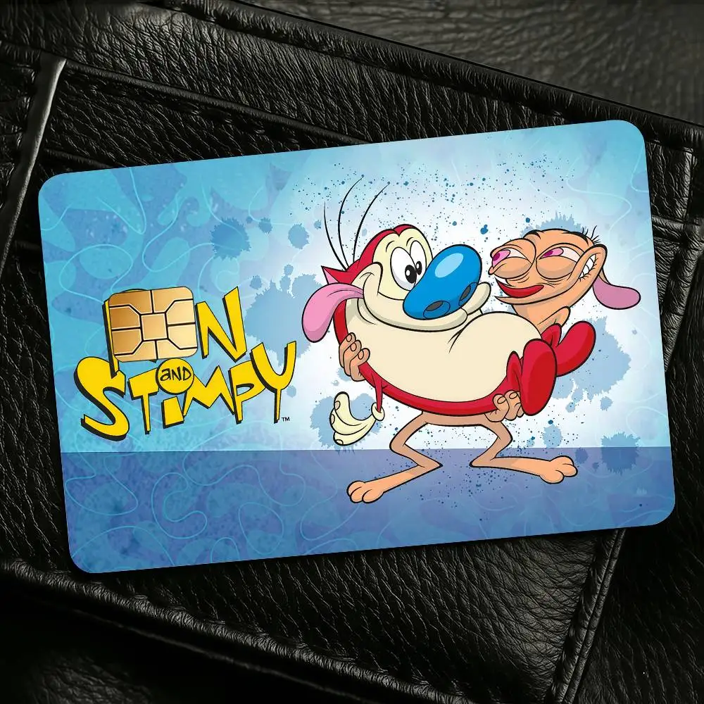 R-Ren And S-Stimpy Anmie Credit Skin Cover Card Stickers 4PCS Film Bus Pass Front Decoration Bank Debit Waterproof