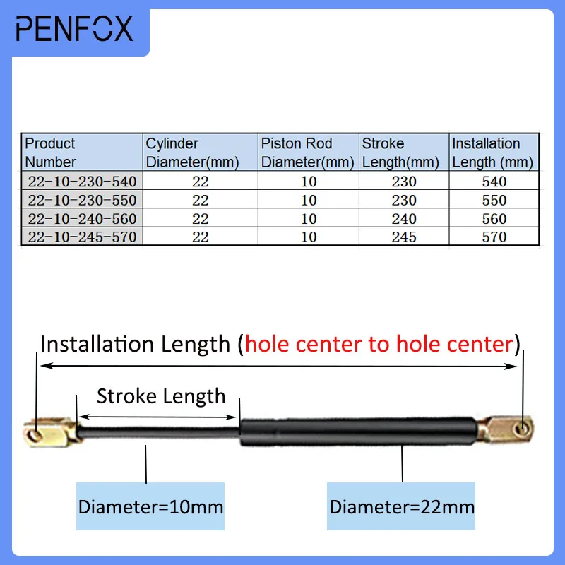 1 PC 540mm-570mm 70kgs/700N Universal Strut Bars Gas Spring Shock Absorber Hydraulic Lift Support Strut Bar RV Bed Car Machine