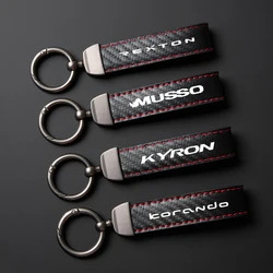 1PCS For Ssangyong Korando Kyron Musso Rexton Tivoli Actyon Car Accessories Car High-Grade Leather Keychain Auto Accessories