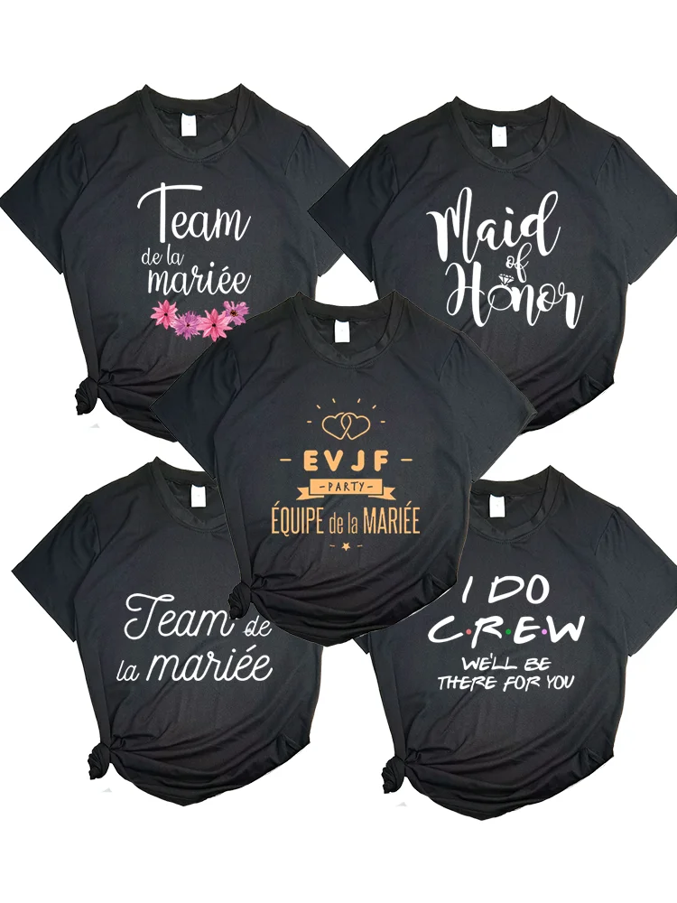 France Letter EVJF Party Women T-shirt Team Bride To Be Equipe De La  Mariee Hen Party Bachelorette Girl Wedding Female Top Tees