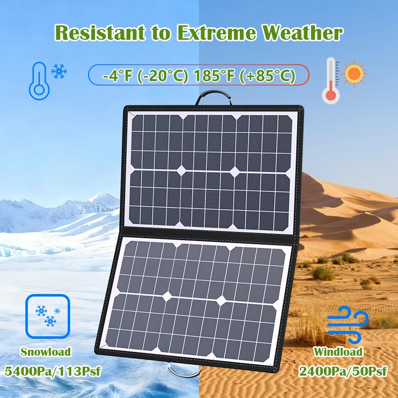 1000W Foldable Solar Panel Portable Fast Charge Solar Charger with Multiple DC Connectors & Alligator Clips for Camping RV