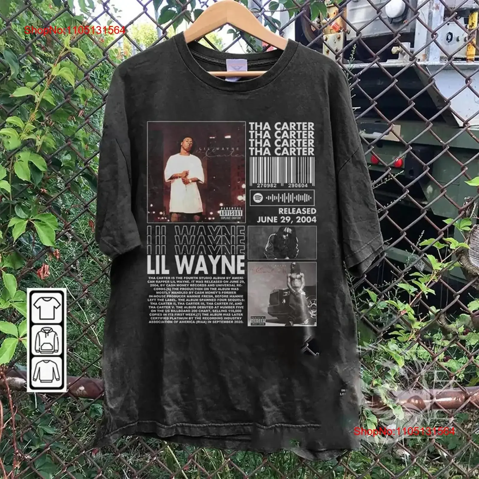 

Lil Wayne Tha Carter Album T Shirt Full Size S 5XL vintage Washed Casual Unisex Versatile Stretched graphic designer clothes