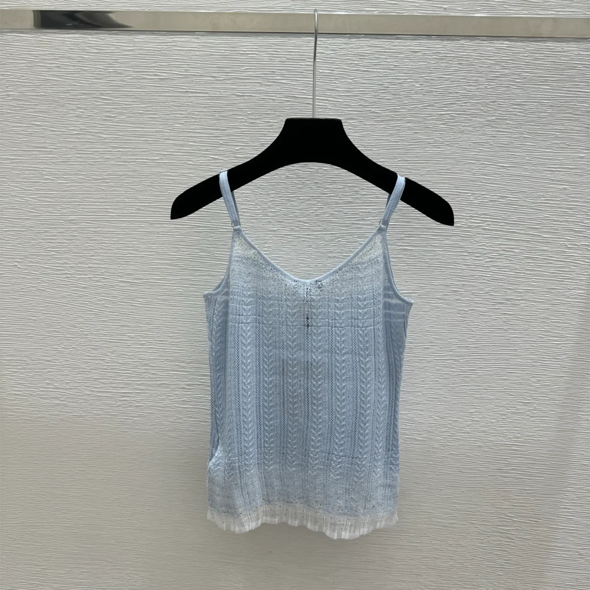 2026 high-quality new women's V-neck adjustable shoulder strap chiffon lace sparkling diamond inner vest--hb731