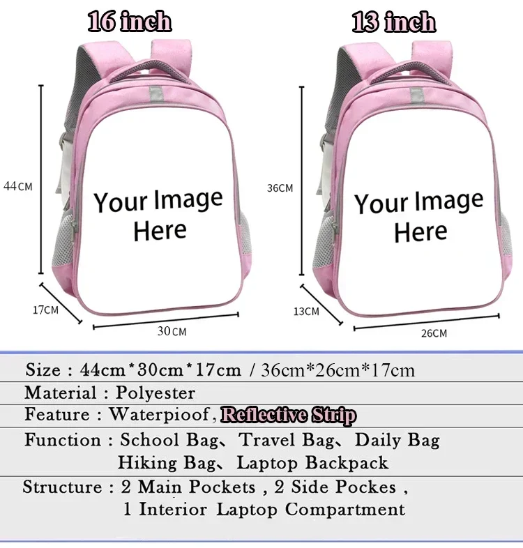 Mochila personalizada con logotipo de imagen para mujer, bolsas de viaje, Bolsa Escolar para niña adolescente, morral para mujer