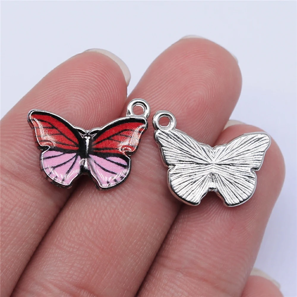 WYSIWYG 10pcs 19x15mm Rhodium Color Enamel Butterfly Charms For Jewelry Making DIY Jewelry Findings image 6