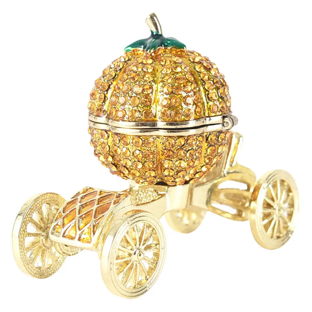 

European Style Pumpkin Car Jewelry Box High Grade Alloy Storage Container for Necklace Ring Holder Desktop Ornament New Year