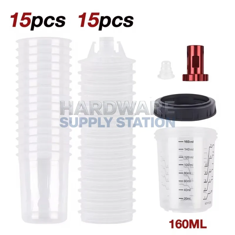 

15 комплектов одноразовых внутренних емкостей для краскопульта, 160 мл, сменные вкладыши, не требующие промывки, оптовые аксессуары для краскопульта