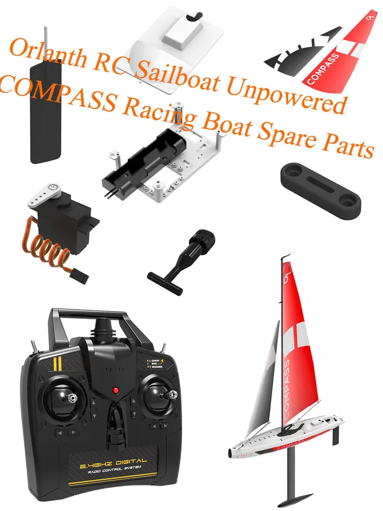 Orans Remote‑Controlled Sailboat Unpowered COMPASS Racing Boat Spare Parts: Boom, Mast, Cotter Pin, Keel 79101