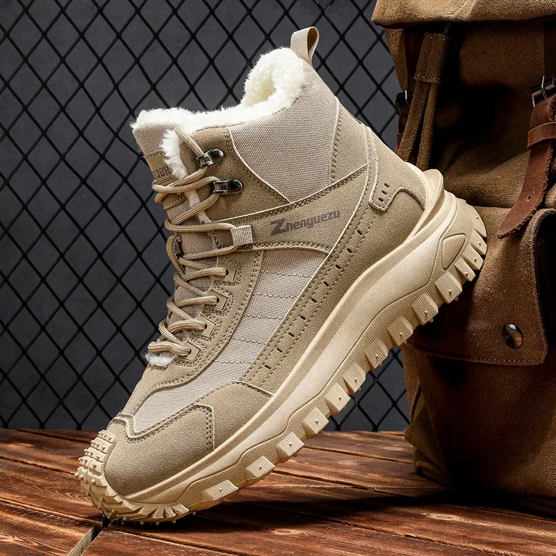 Men's Casual Shoes 2026 Winter New Fashion High Top Thick Warm Boots Resistant Outdoor Plus Size Comfortable Hiking Shoes