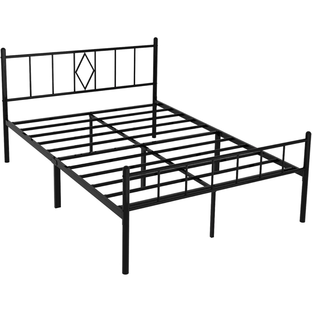 14 Inch Full Size Bed Frames with Headboard/Footboard, Under Bed Storage, Strong Metal Slats Support, No Box Spring Needed, Nois
