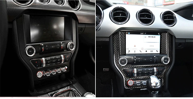 ل 2015-2023 فورد موستانج لوحة الملاحة الزخرفية المركزية ألياف الكربون الداخلية تقليم اكسسوارات السيارات الداخلية #2