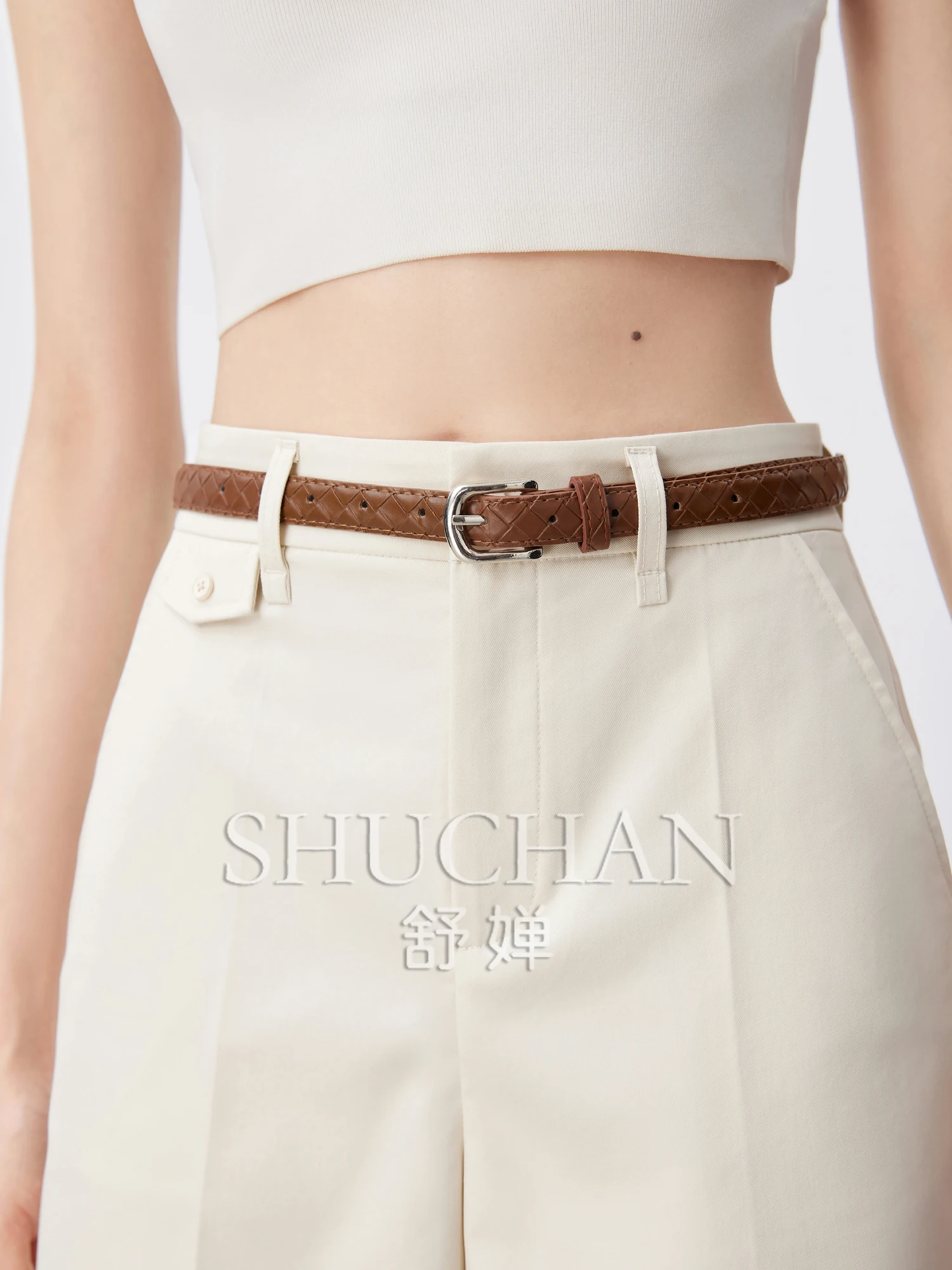 25 Letnie, codzienne, uniwersalne damskie luźne spodnie typu tuba z paskiem, klasyczne spodnie w kształcie litery H, spodnie do kolan, pantalones mujer